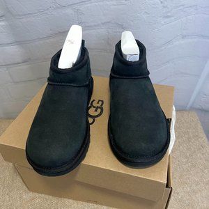 UGG Womens Size 6 Classic Ultra Mini Boot, Black- NWT in Box